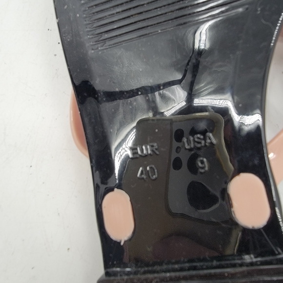 Jeffrey Campbell Blush Pink Bow Sandals EU40 US9 Black Flat Flip Flops Jellies - Picture 8 of 12